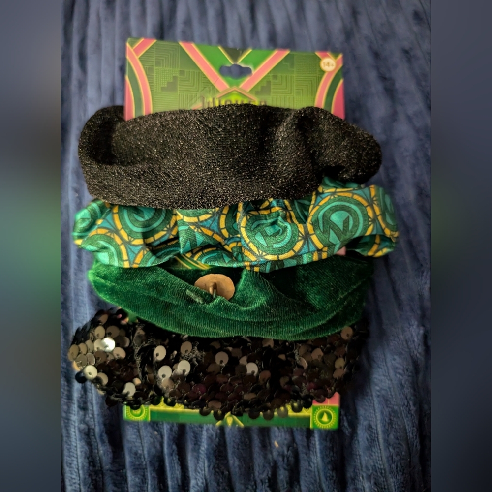 Wicked Movie Justice Elphaba Themed 4 Hair Twisters Scrunchies Hair Accessories